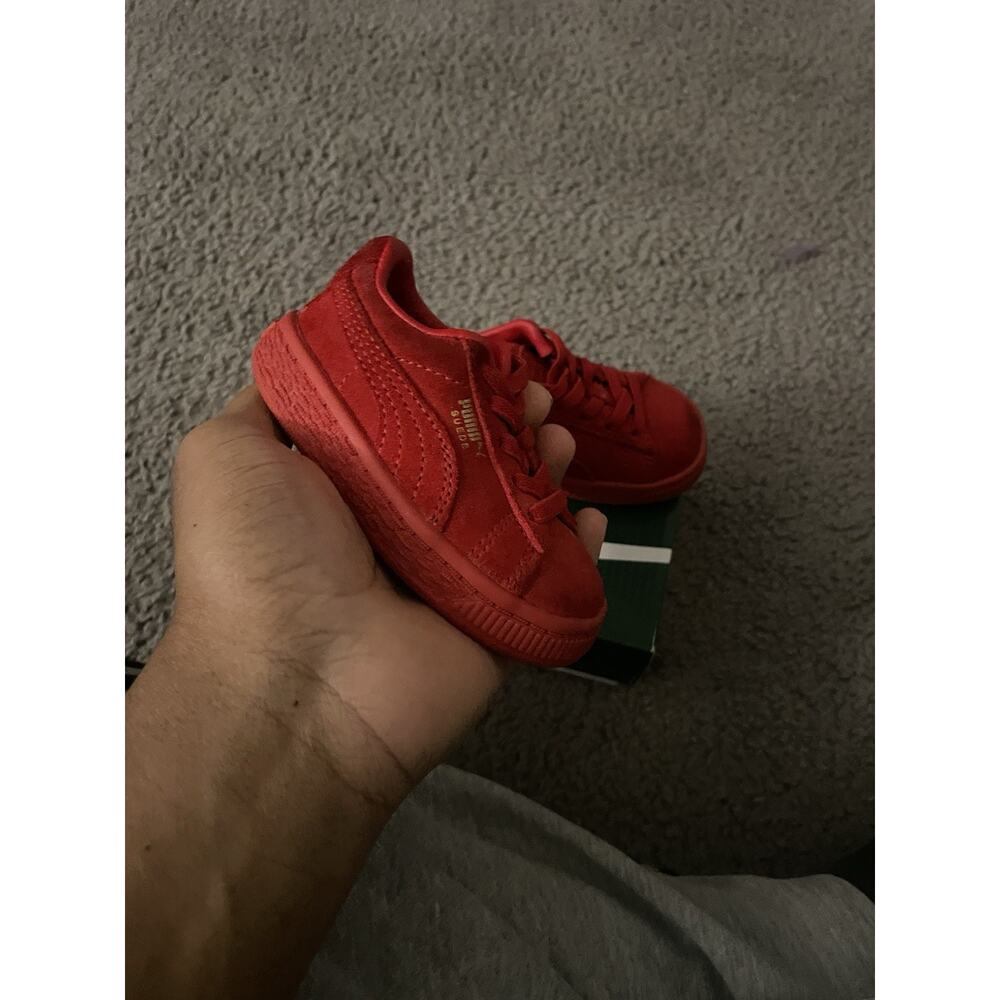 Size 4c- Puma Kids Red Classic Suede Sneakers Shoes